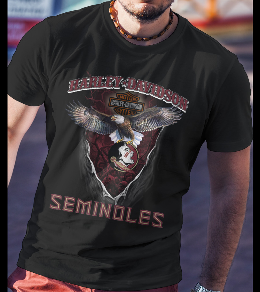 Harley Davidson Motor Cycles Eagle Florida State Seminoles T-Shirt