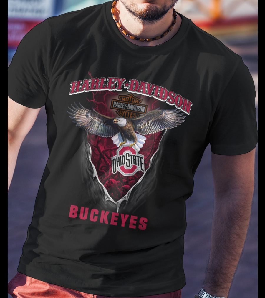 Harley Davidson Motor Harley Davidson Cycles Ohio State Buckeyes Eagle T-Shirt