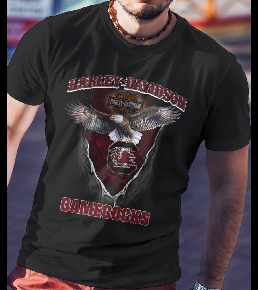 Harley Davidson Motor Cycle Gamecocks T-Shirt