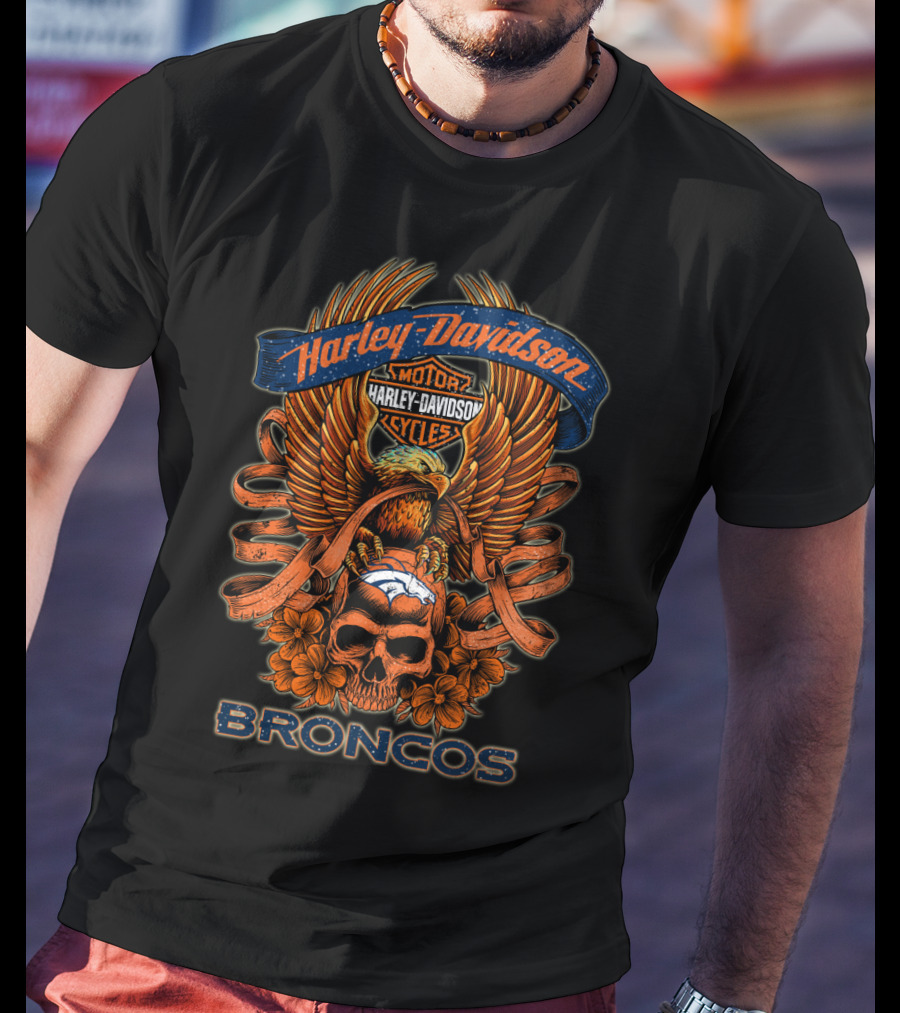 Harley Davidson Motor Cycles Denver Broncos T-Shirt