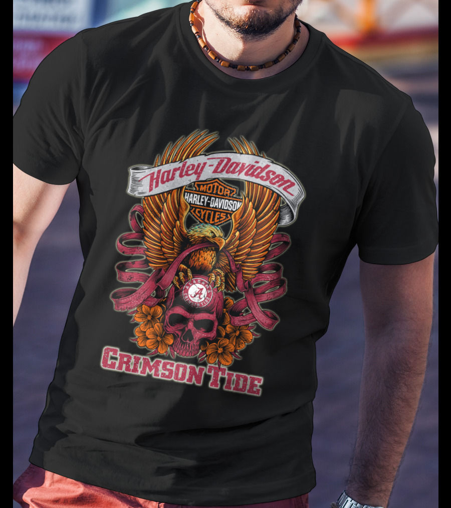 Harley Davidson Motor Cycles Alabama Crimson Tide T-Shirt