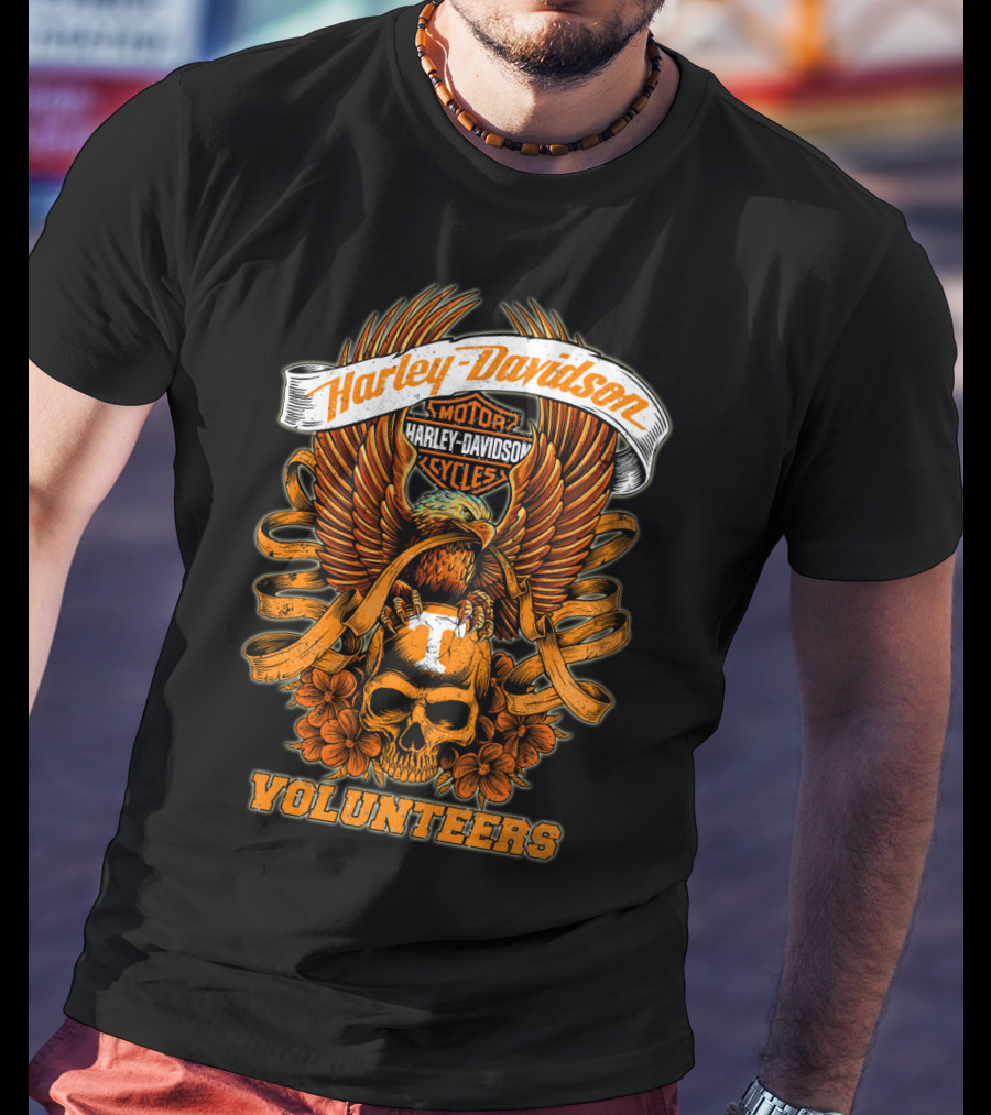 Harley Davidson Tennessee Volunteers Skull And Eagle T-Shirt