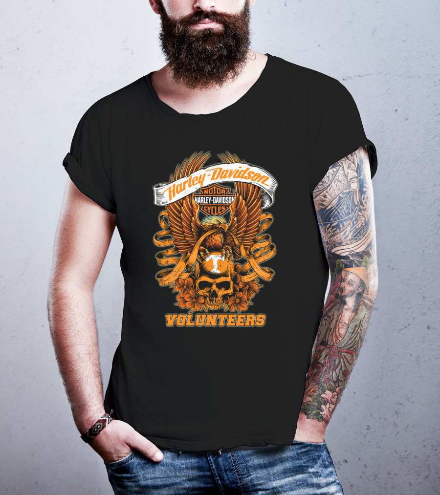 Harley Davidson Tennessee Volunteers Skull And Eagle T-Shirt