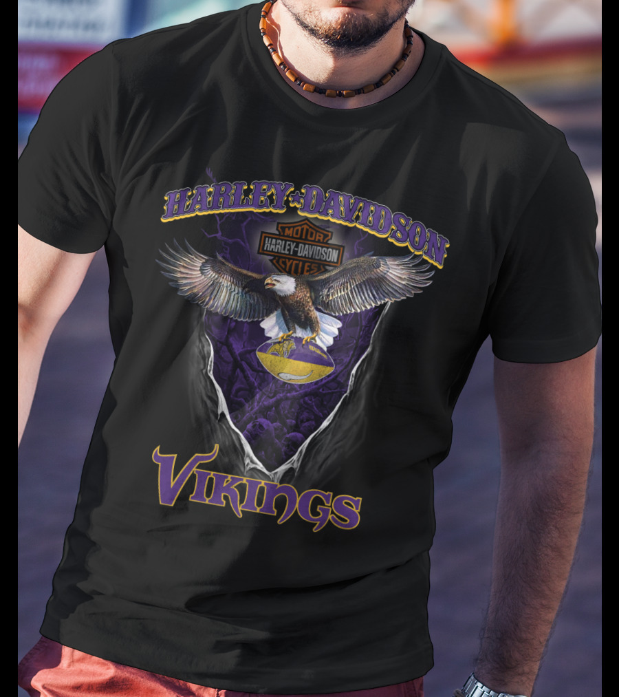 Harley Davidson Vikings Minnesota Vikings Nfl Eagle T-Shirt