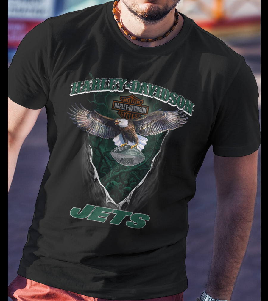 Harley Davidson Motor Harley Davidson Cycles Jets New York Jets Eagle T-Shirt