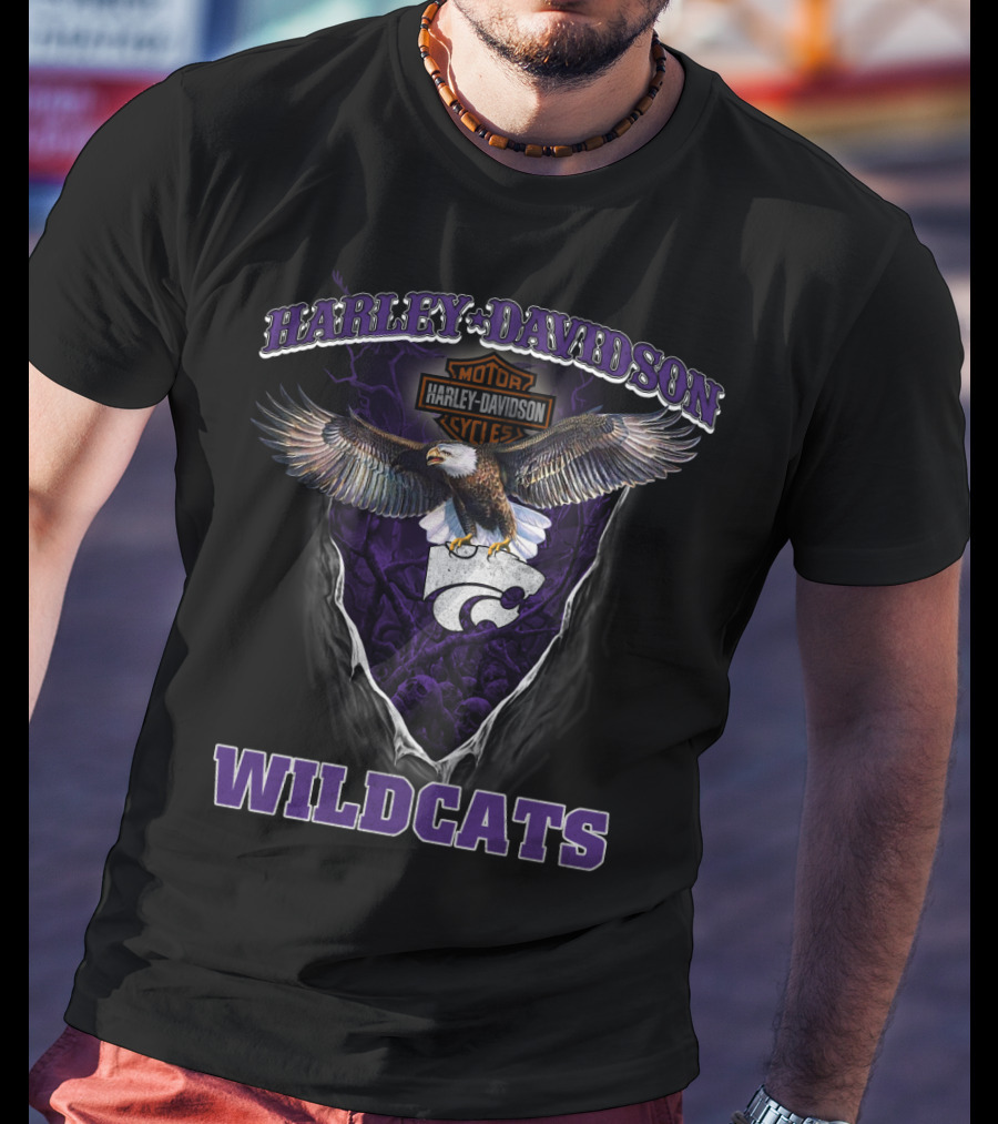 Harley Davidson Motor Cycles Kansas State Wildcats Eagle T-Shirt