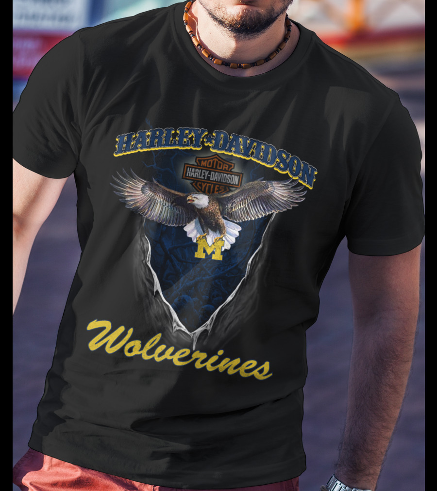Harley Davidson Motor Cycles Wolverines Michigan T-Shirt