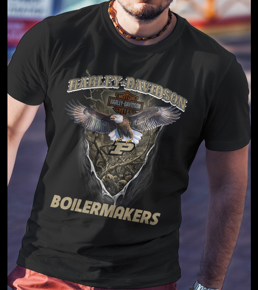 Harley Davidson Motor Cycles Purdue Boilermakers Eagle T-Shirt