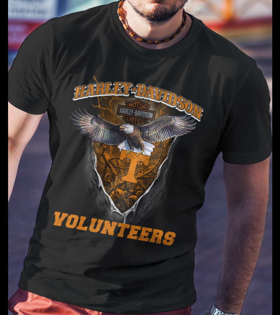 Harley Davidson Motorcycles Tennessee Volunteers Eagle Symbol T-Shirt
