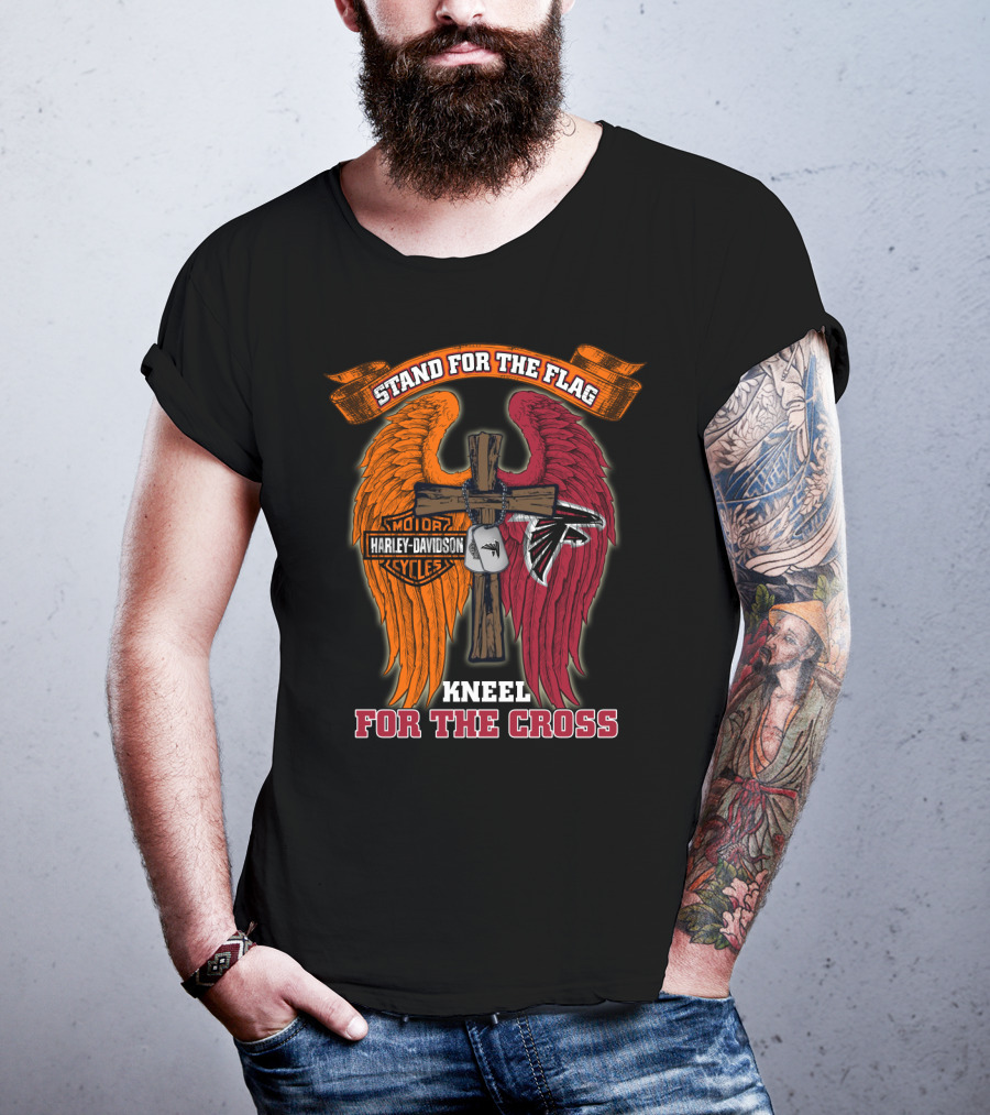 Stand For The Flag Kneel For The Cross Harley Davidson Atlanta Falcons T-Shirt