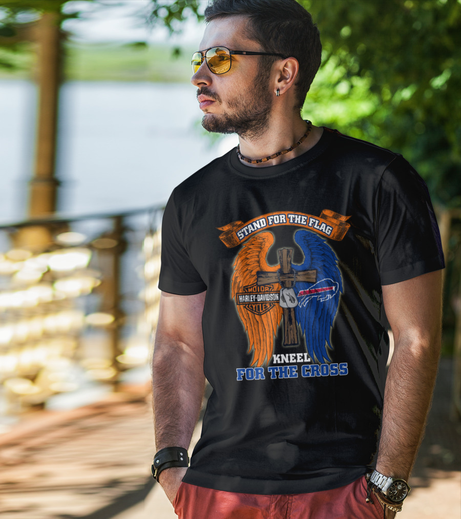 Stand For The Flag Kneel For The Cross Harley Davidson Buffalo Bills T-Shirt
