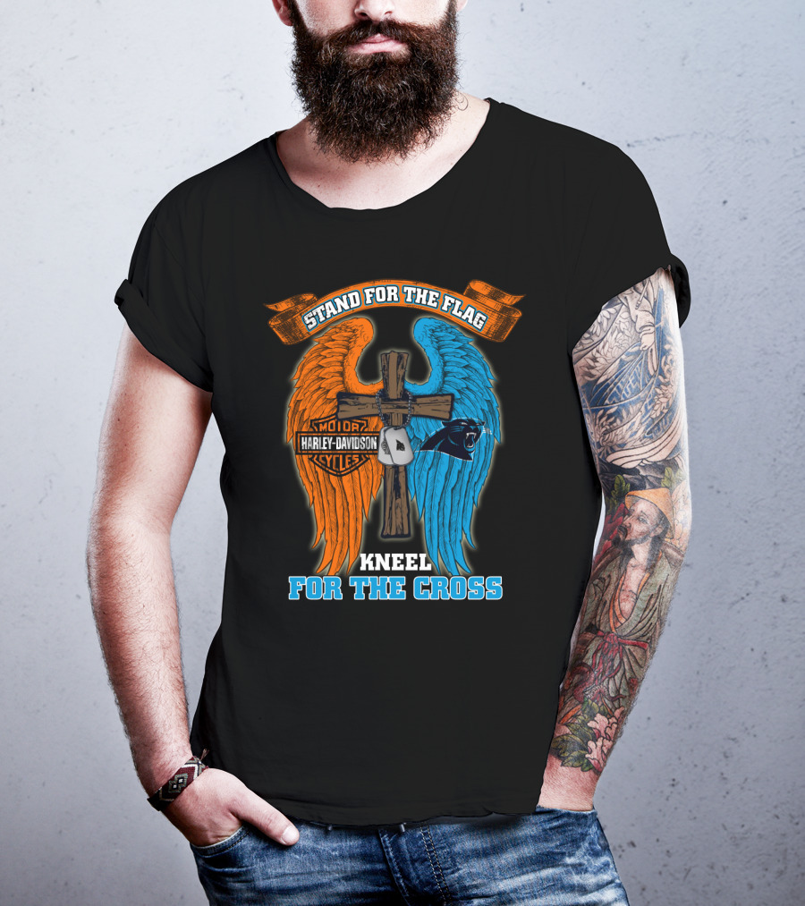 Stand For The Flag Kneel For The Cross Harley Davidson Carolina Panthers T-Shirt