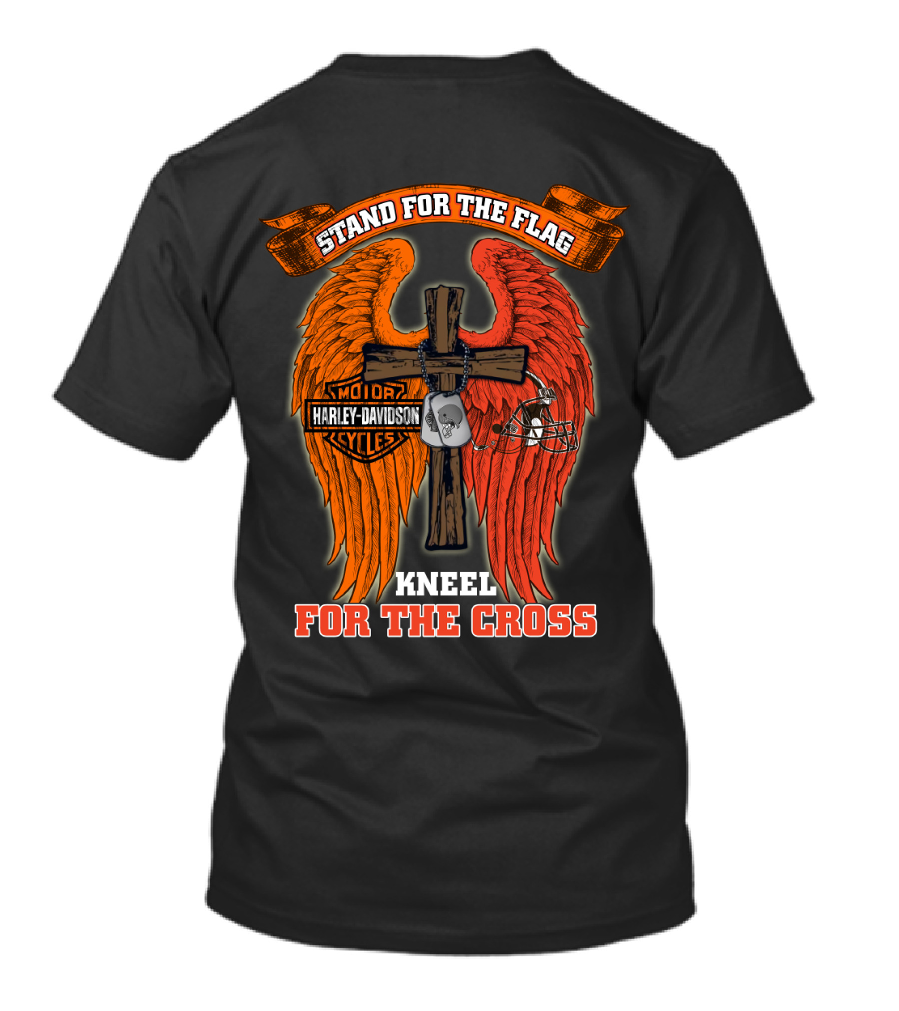 Stand For The Flag Kneel For The Cross Harley Davidson Cleveland Browns T-Shirt