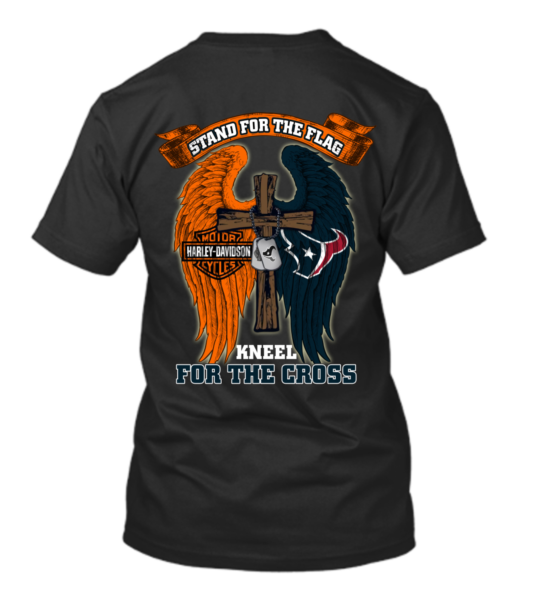 Stand For The Flag Kneel For The Cross Harley Davidson Houston Texans T-Shirt