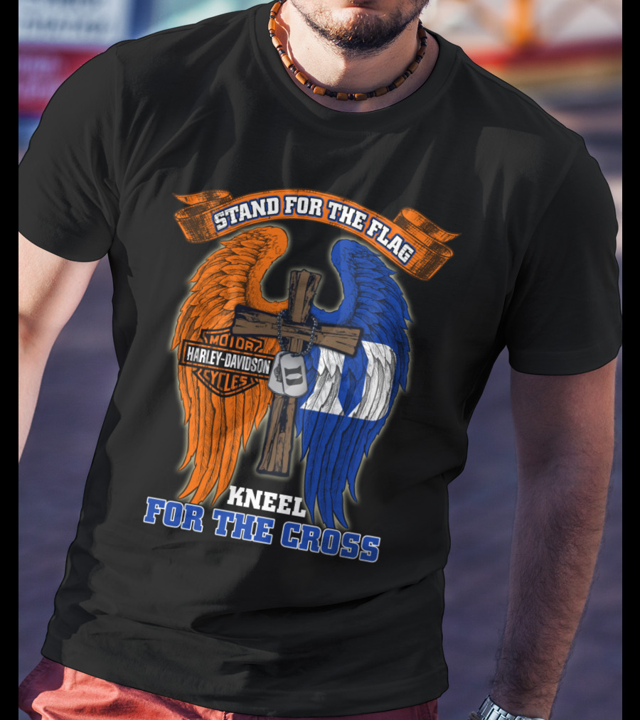 Stand For The Flag Kneel For The Cross Harley Davidson Duke Blue Devils T-Shirt