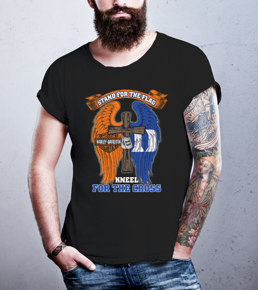 Stand For The Flag Kneel For The Cross Harley Davidson Duke Blue Devils T-Shirt