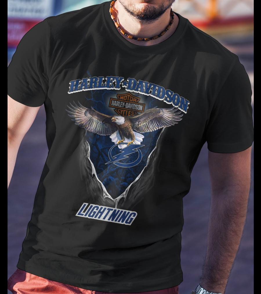 Harley Davidson Motor Cycles Tampa Bay Lightning Hal-Nhl T-Shirt