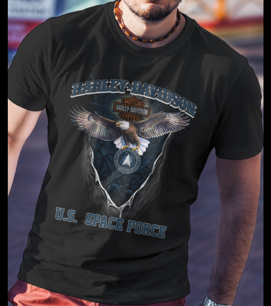 Harley Davidson U.s. Space Force Motorcycles Eagle Badge Cycles T-Shirt