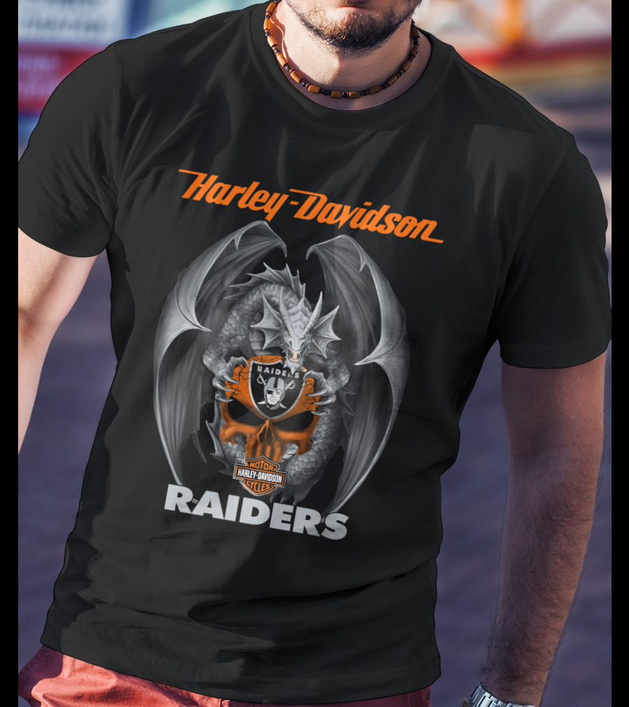 Harley Davidson Raiders Dragon Shield Motorcycles T-Shirt