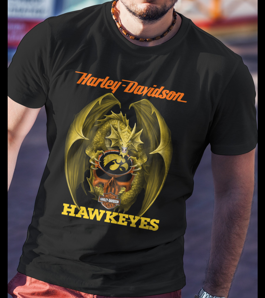 Harley Davidson Iowa Hawkeyes Dragon T-Shirt