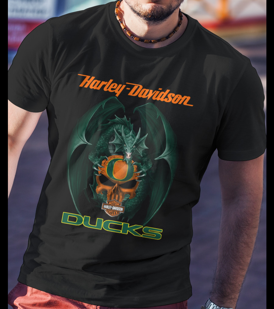 Harley Davidson Oregon Ducks Dragon Motorcycles T-Shirt
