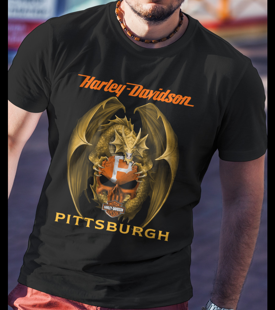 Harley Davidson Pittsburgh Dragon Motor Cycles T-Shirt
