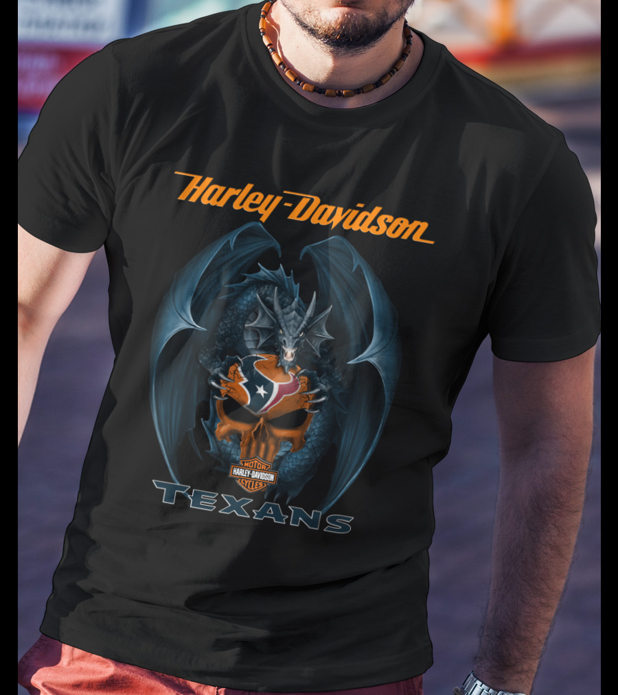Harley Davidson Motor Cycles Houston Texans Dragon T-Shirt