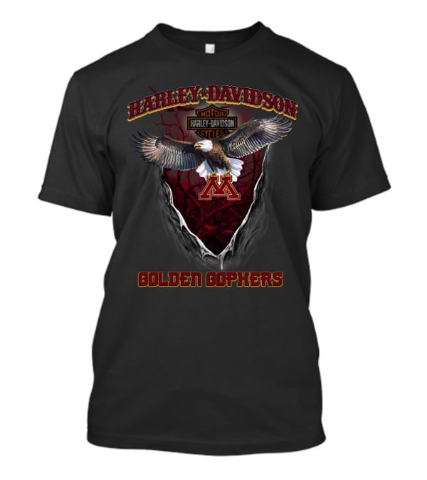 Harley Davidson Motor Cycles Minnesota Golden Gophers Eagle T-Shirt