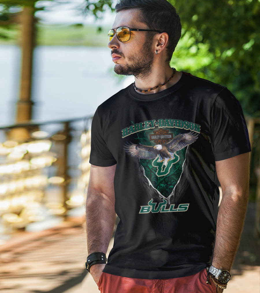 Harley Davidson Motor Cycle South Florida Bulls T-Shirt