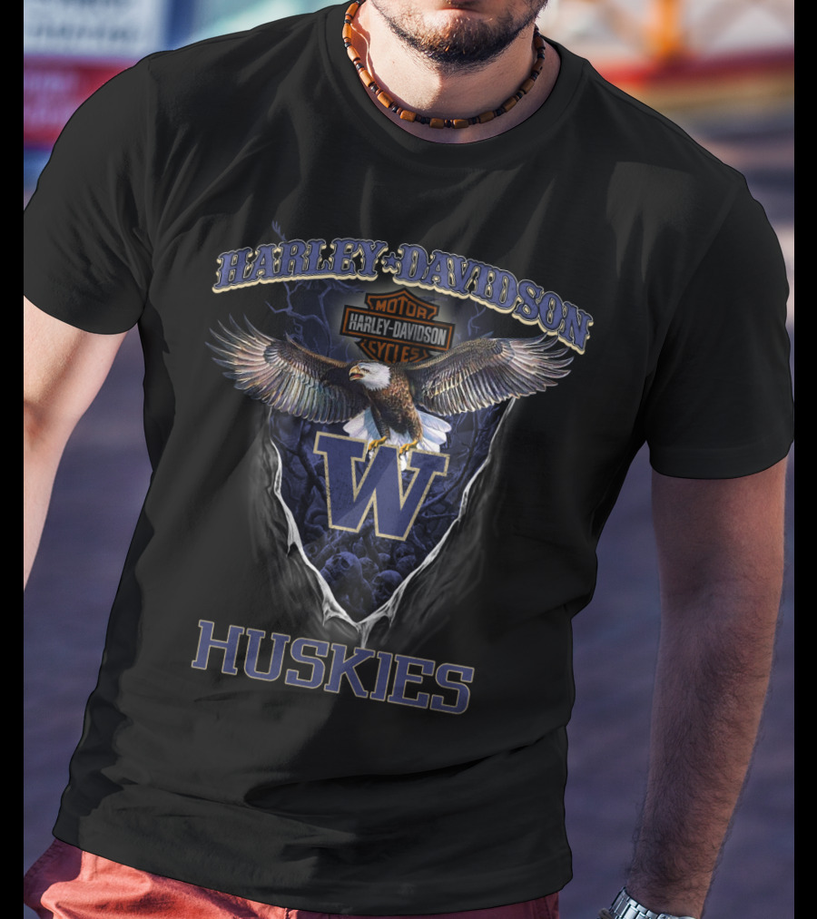 Harley Davidson Washington Huskies Eagle T-Shirt