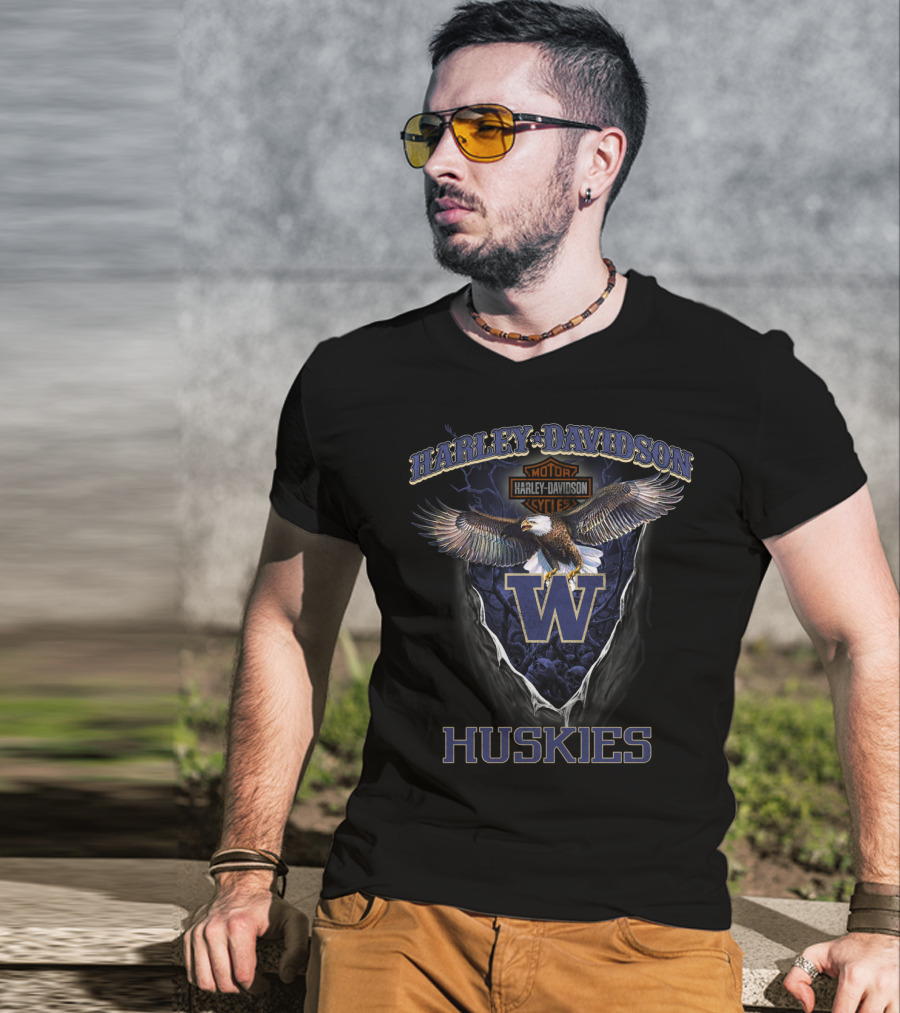 Harley Davidson Washington Huskies Eagle T-Shirt