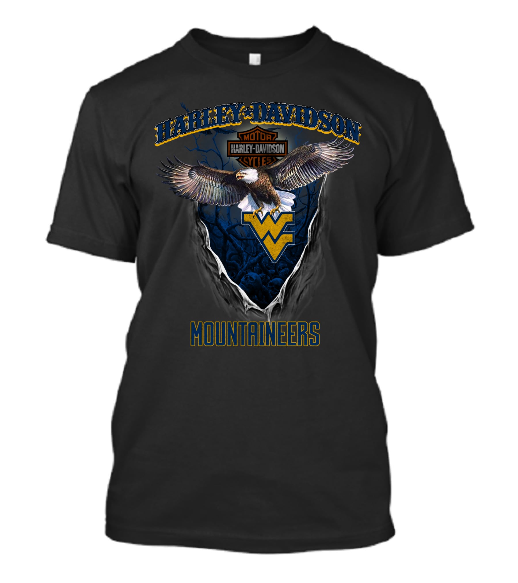 Harley Davidson Motor West Virginia Mountaineers Eagle T-Shirt