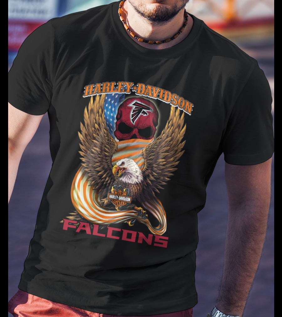 Harley Davidson Atlanta Falcons Cycles American Eagle T-Shirt
