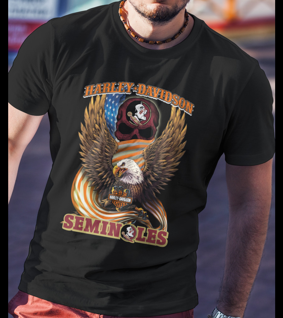 Harley Davidson Florida State Seminoles Cycles American Eagle T-Shirt