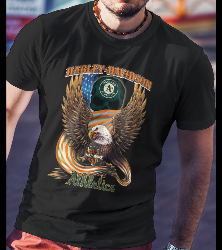 Harley Davidson Oakland Athletics American Eagle Cycles T-Shirt