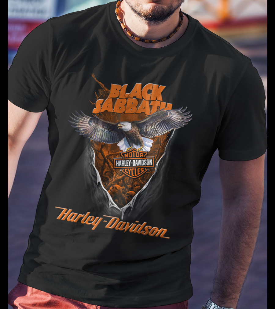 Black Sabbath Harley Davidson Motorcycles Eagle T-Shirt