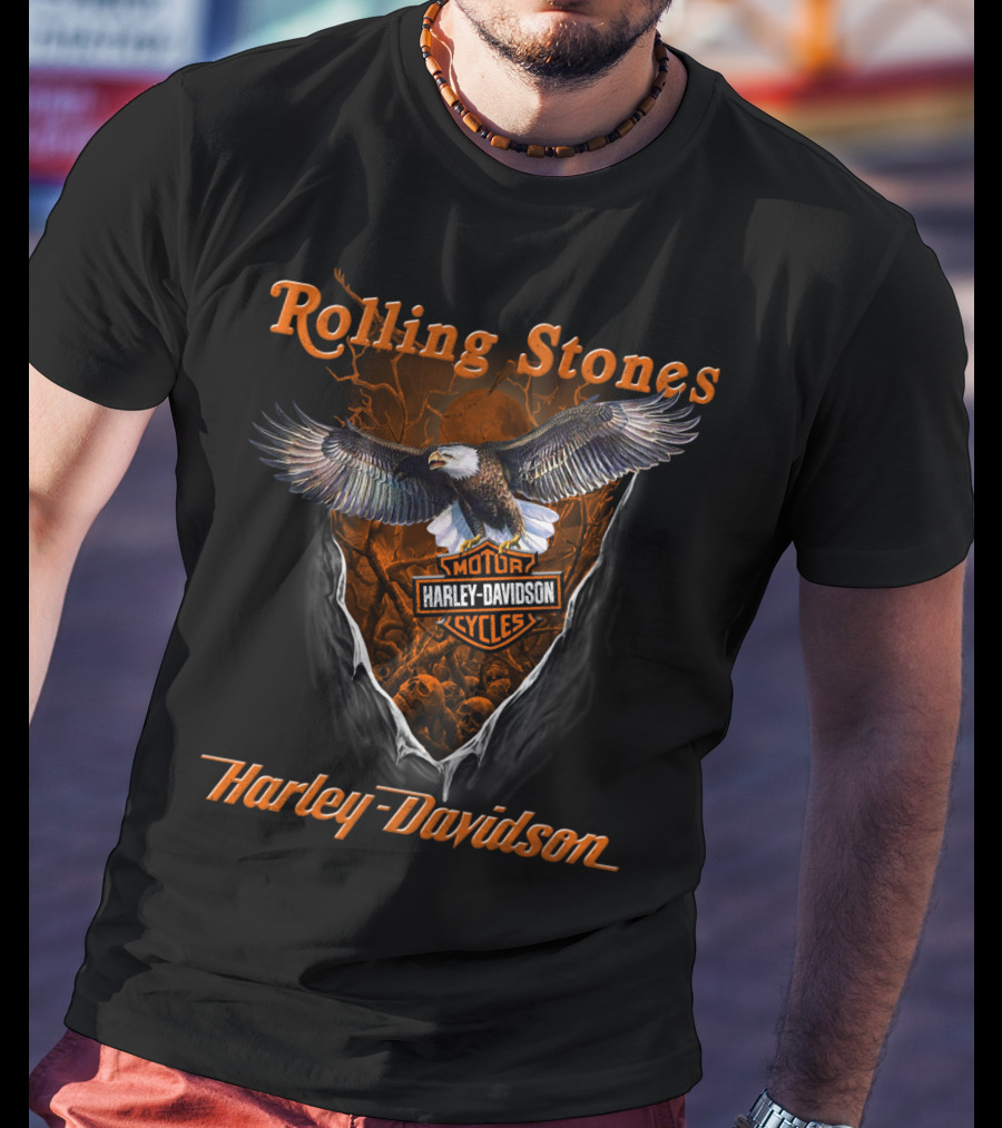 Rolling Stones Harley Davidson Eagle Motorcycles T-Shirt