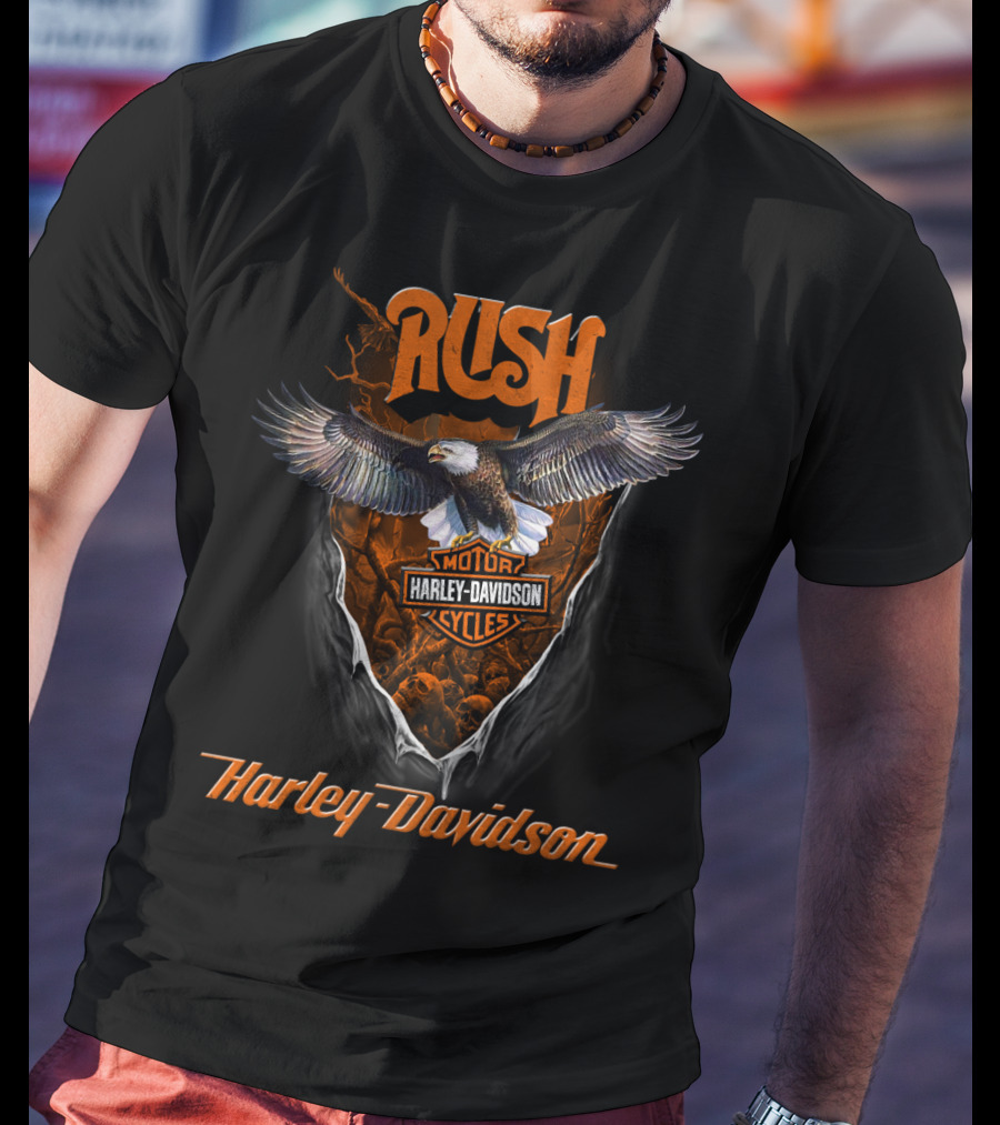 Rush Harley Davidson Motor Cycles Eagle T-Shirt