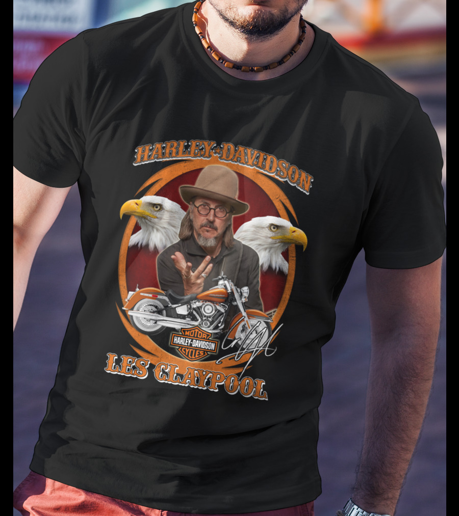 Harley Davidson Motor Cycles Les Claypool Eagles Motorcycle T-Shirt