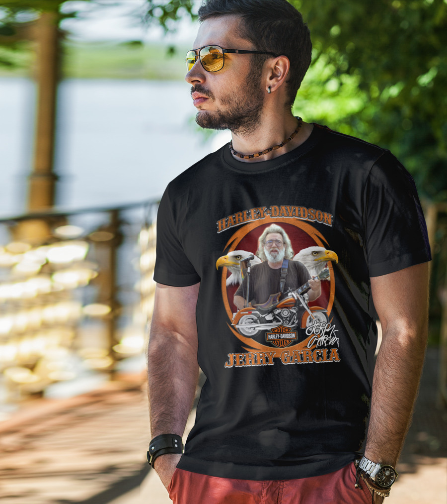 Harley Davidson Motor Cycles Jerry Garcia Motorcycle Eagles T-Shirt