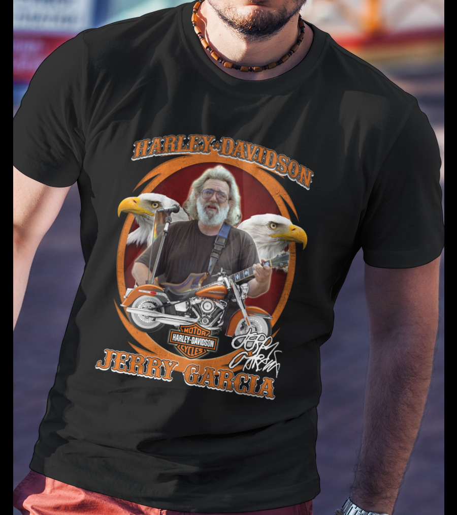 Harley Davidson Motor Cycles Jerry Garcia Motorcycle Eagles T-Shirt