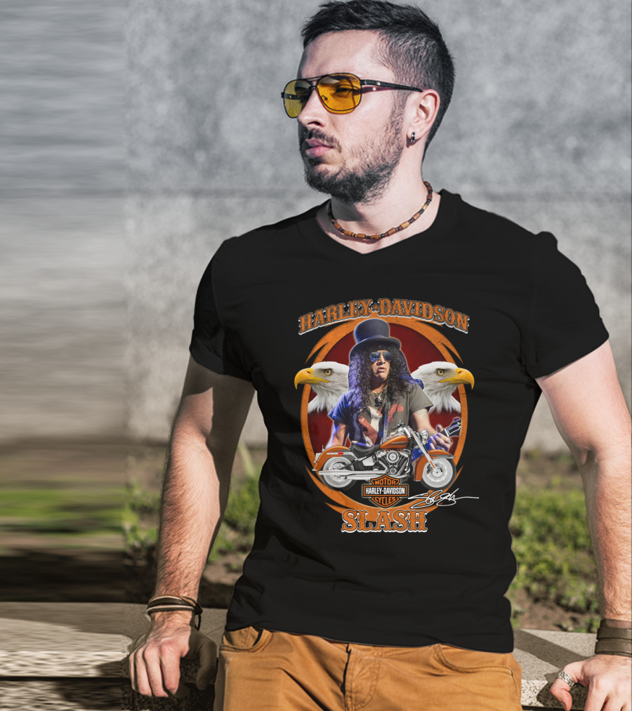 Harley Davidson Motor Cycles Slash Eagles T-Shirt