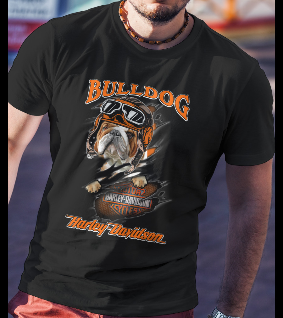 Bulldog Harley Davidson Motorcycles Rider T-Shirt