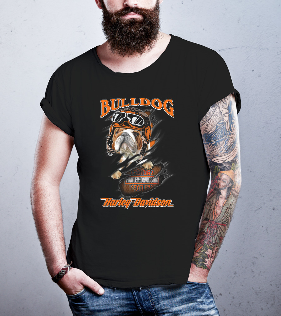 Bulldog Harley Davidson Motorcycles Rider T-Shirt