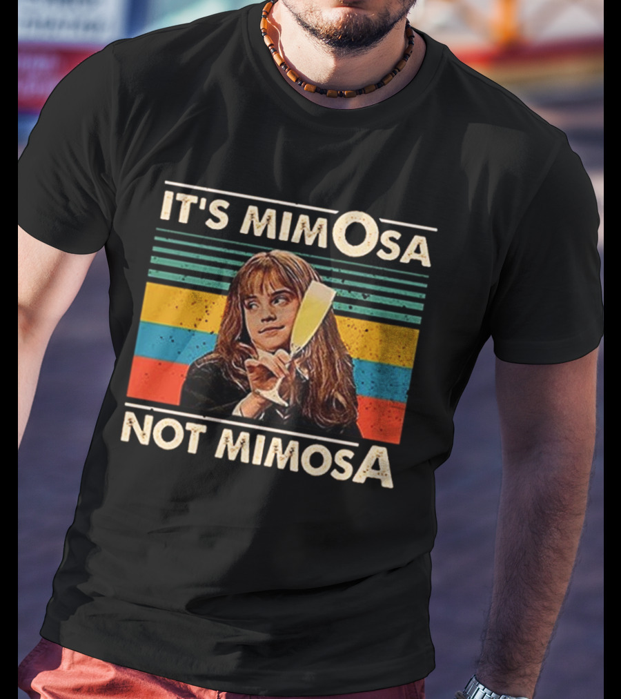 IT'S MIMOSA NOT MIMOSA Retro Stripes Girl Holding Glass T-Shirt