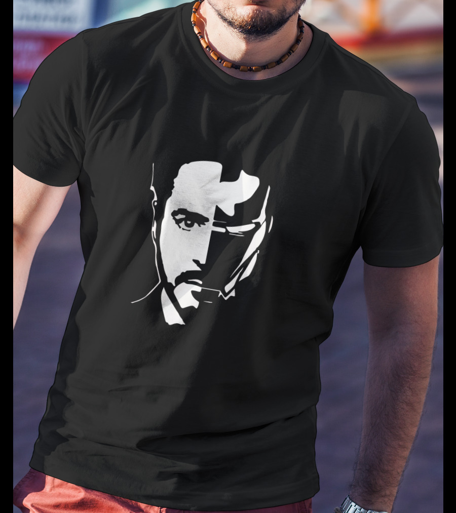 Iron Face Stark Split Hero Mask T-Shirt