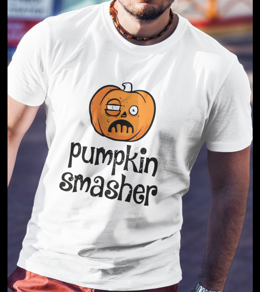 Pumpkin Smasher Funny Jack-O'-Lantern Face T-Shirt