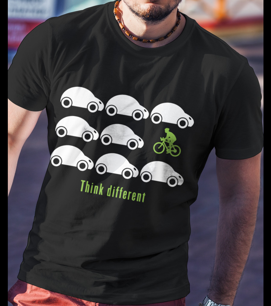 Think Different Cycling With Cars T-Shirt