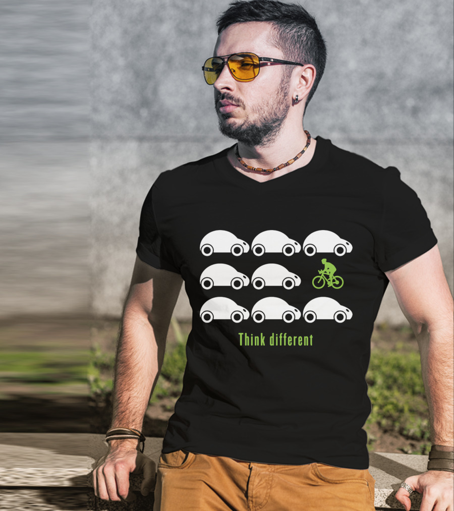 Think Different Cycling With Cars T-Shirt