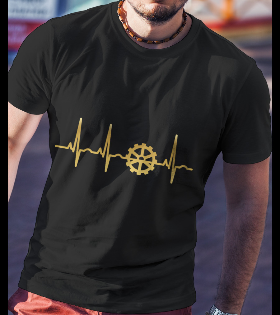 Evolution EKG Heartbeat Cycling Cycle Fahrrad Kett Gear T-Shirt